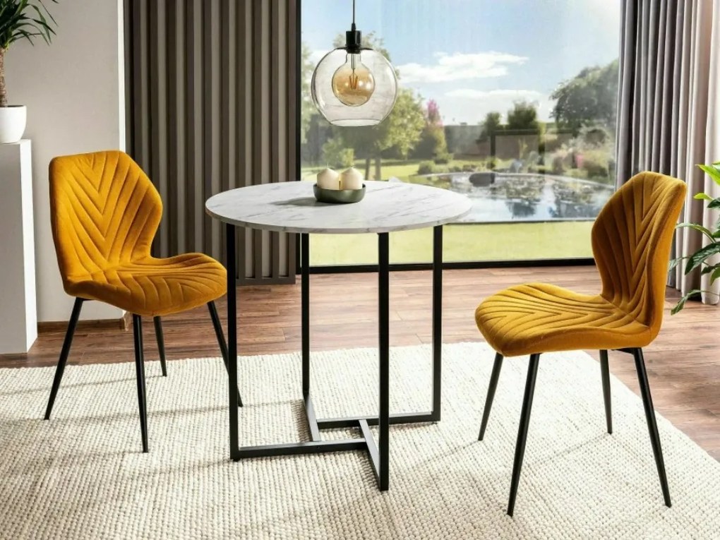 Okrągły stół jadalniany ALTO II 80 cm, dekor biały marmur