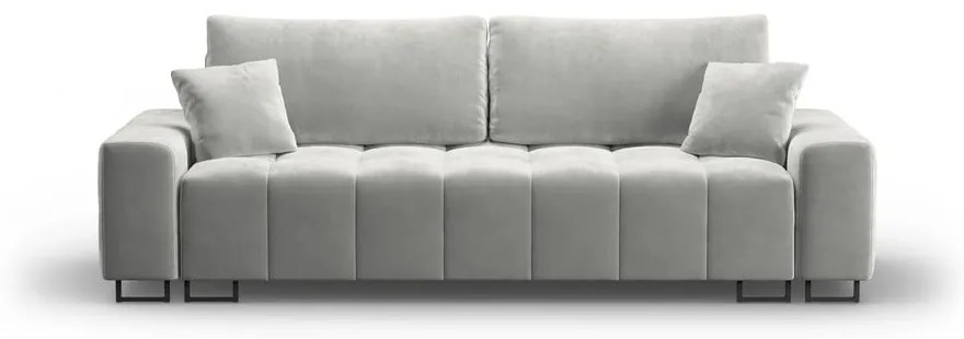 Jasnoszara aksamitna rozkładana sofa ze schowkiem 250 cm Wicklow – Cosmopolitan Design