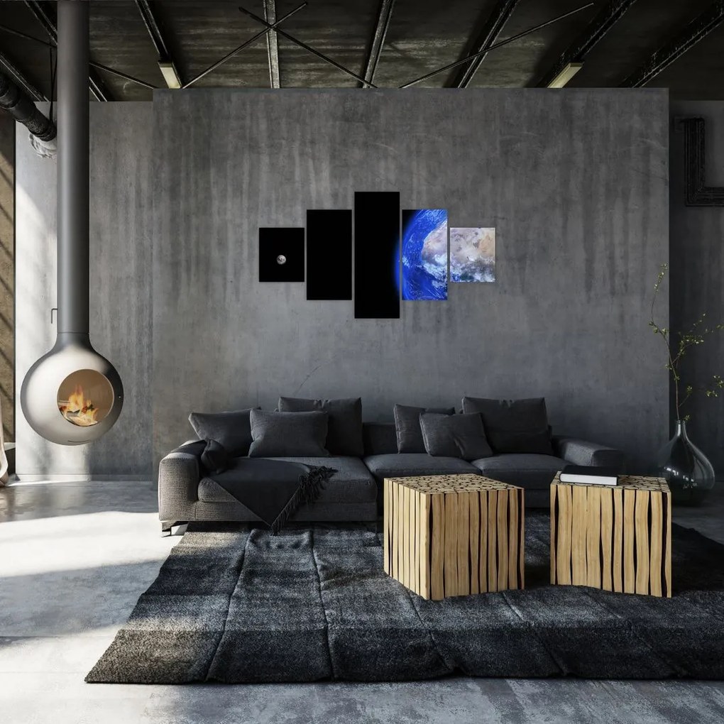 Obraz Księżyca i Ziemi (125x70 cm)