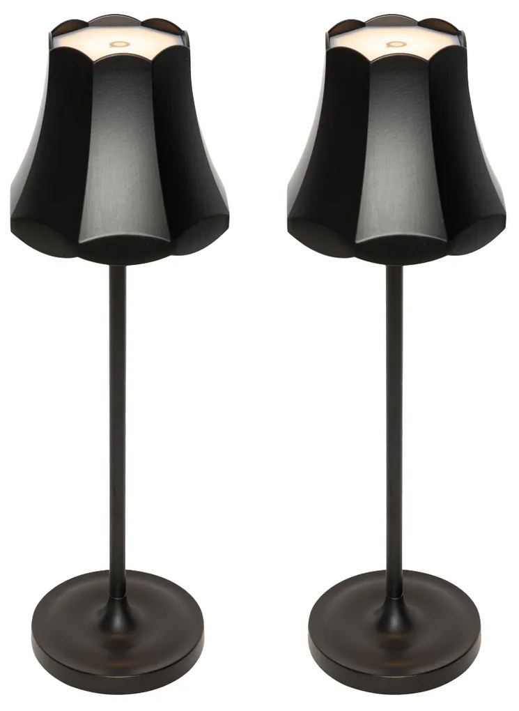 Zestaw 2 lamp stołowych retro czarnych do ładowania IP44 - Granny