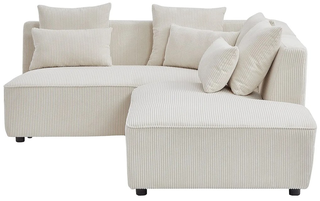 Kanapa narożna prawostronna z beżowego sztruksu MECODI