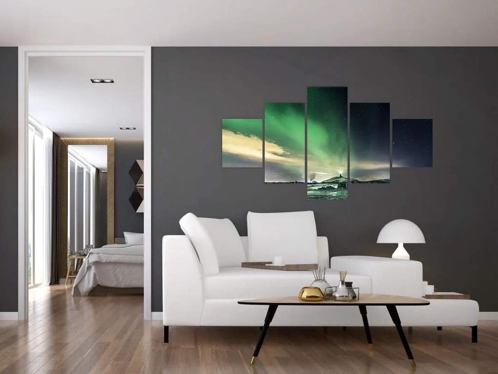 Obraz zorzy polarnej (125x70 cm)