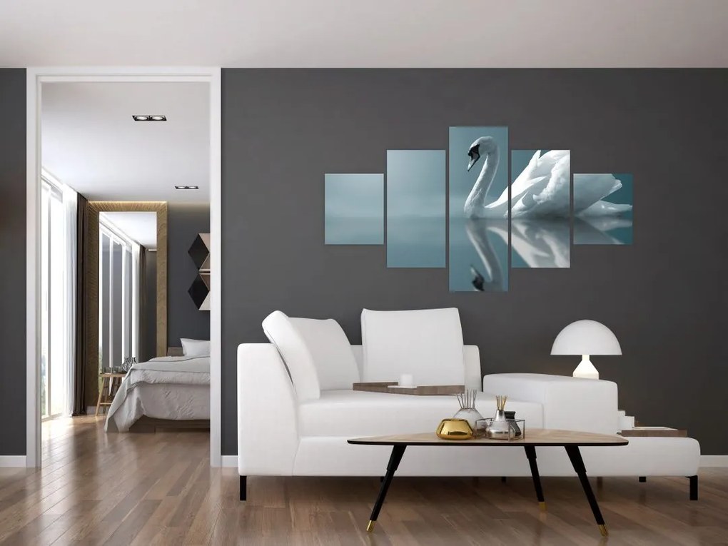 Obraz - Biały łabędź (125x70 cm)