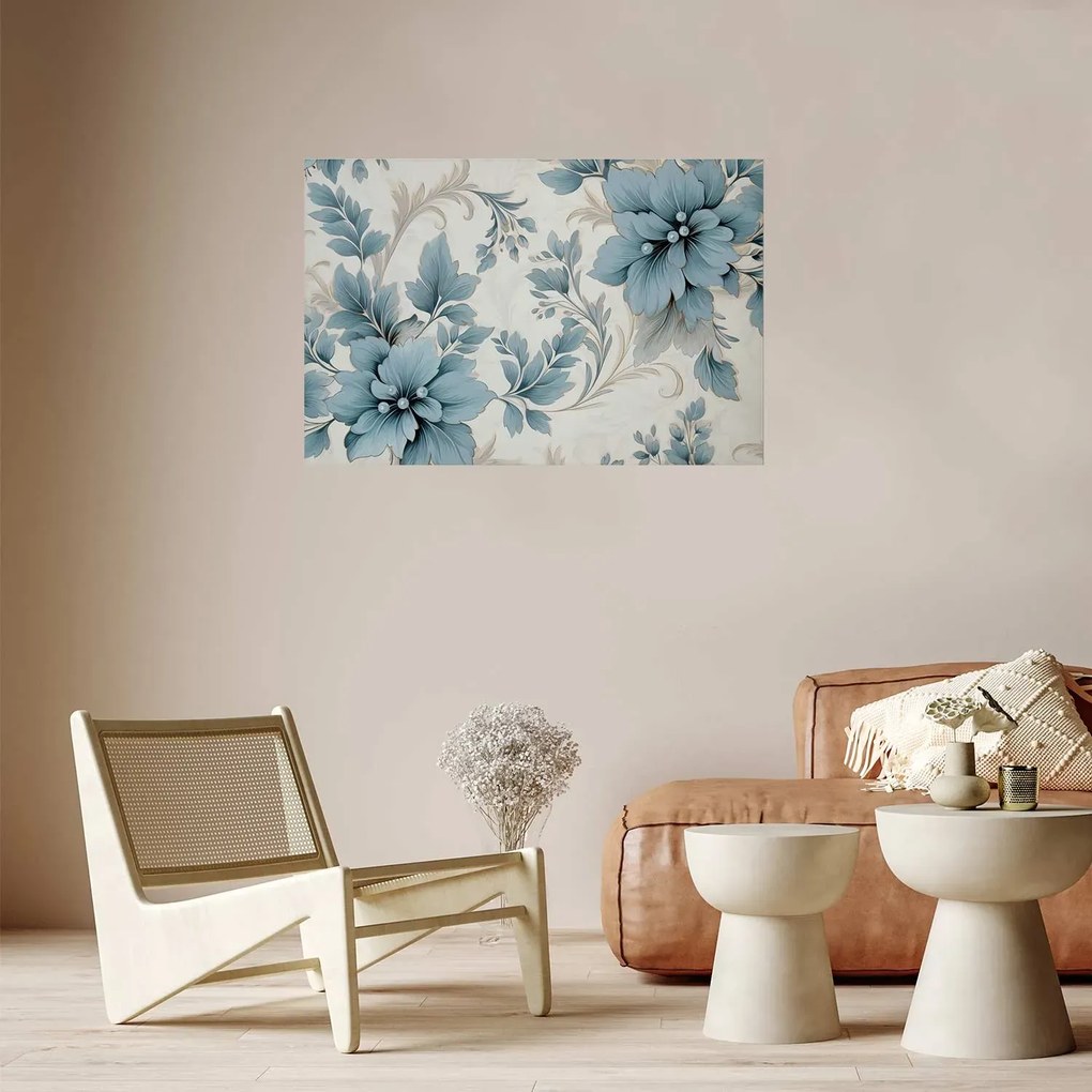 Plakat Turkusowe retro kwiaty 42x29,7 cm bez ramy bez marginesu ARTGEIST B