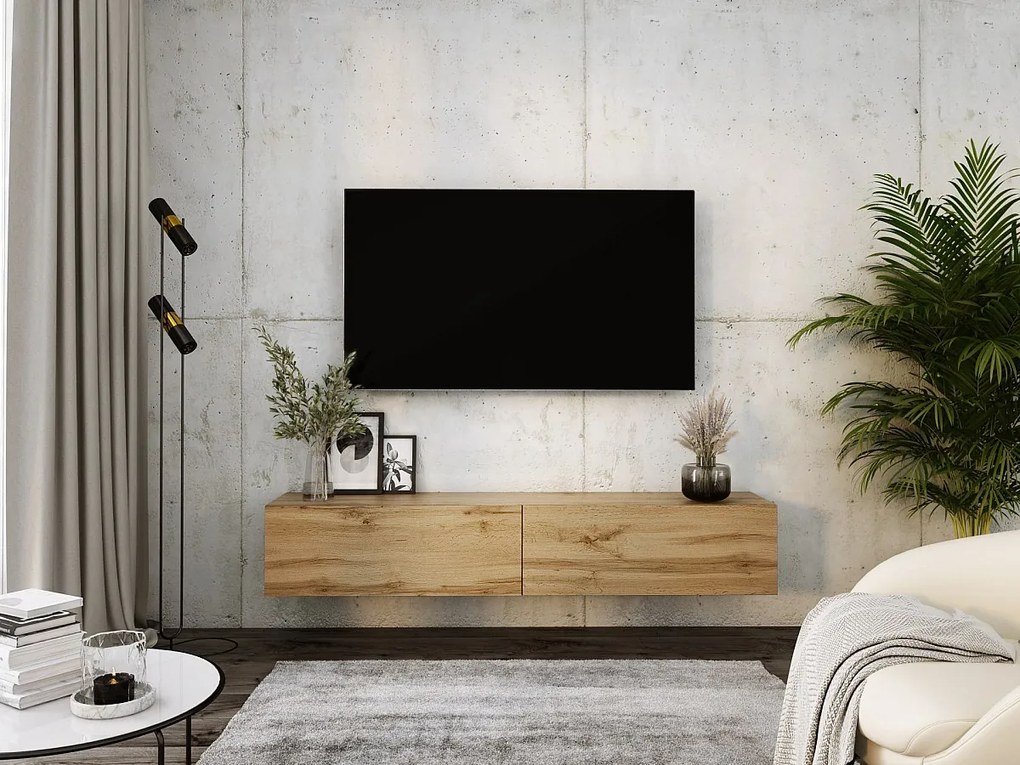 Wisząca szafka RTV, 170 x 34 x 32 cm, Dąb Wotan