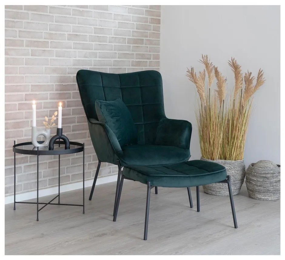 Zielony aksamitny fotel Glasgow – Bonami Essentials