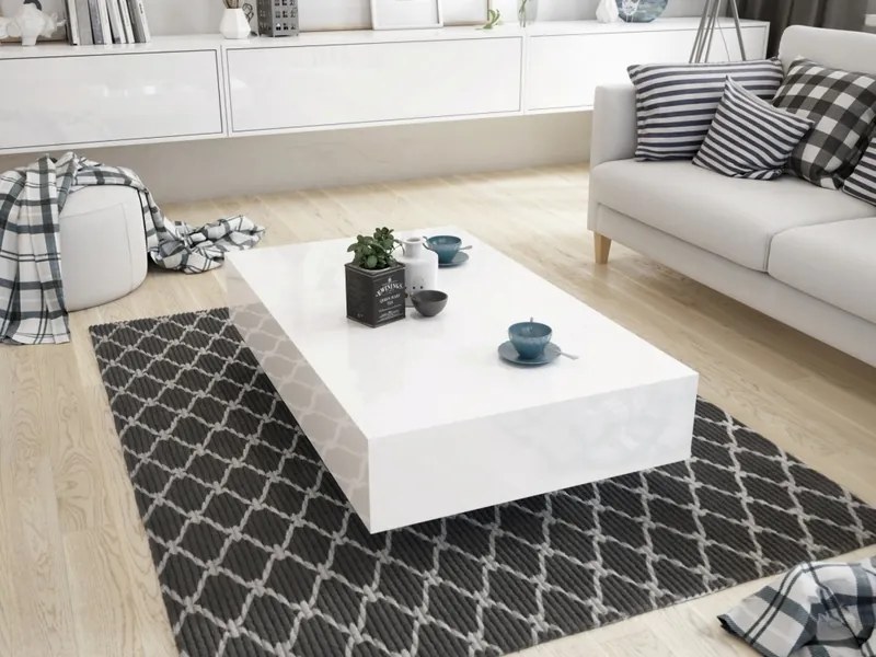 Stolik kawowy w wysokim połysku Iron 100x60 biały