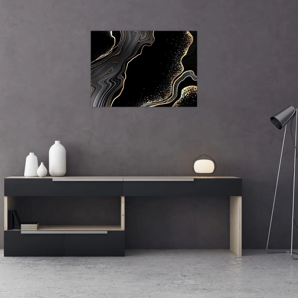 Obraz - Czarno - złoty marmur (70x50 cm)