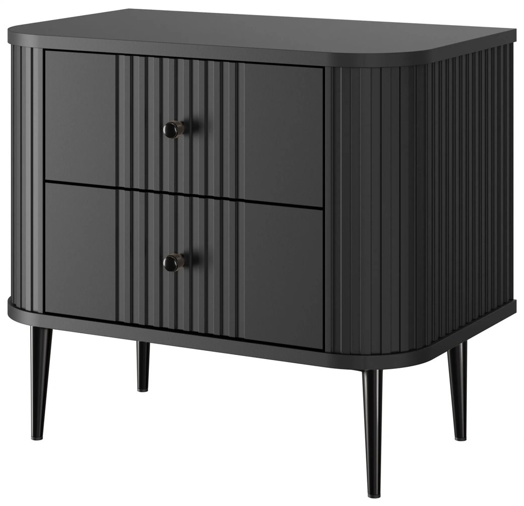 Zestaw szafek nocnych Vesper 56 cm - czarny / czarne nogi