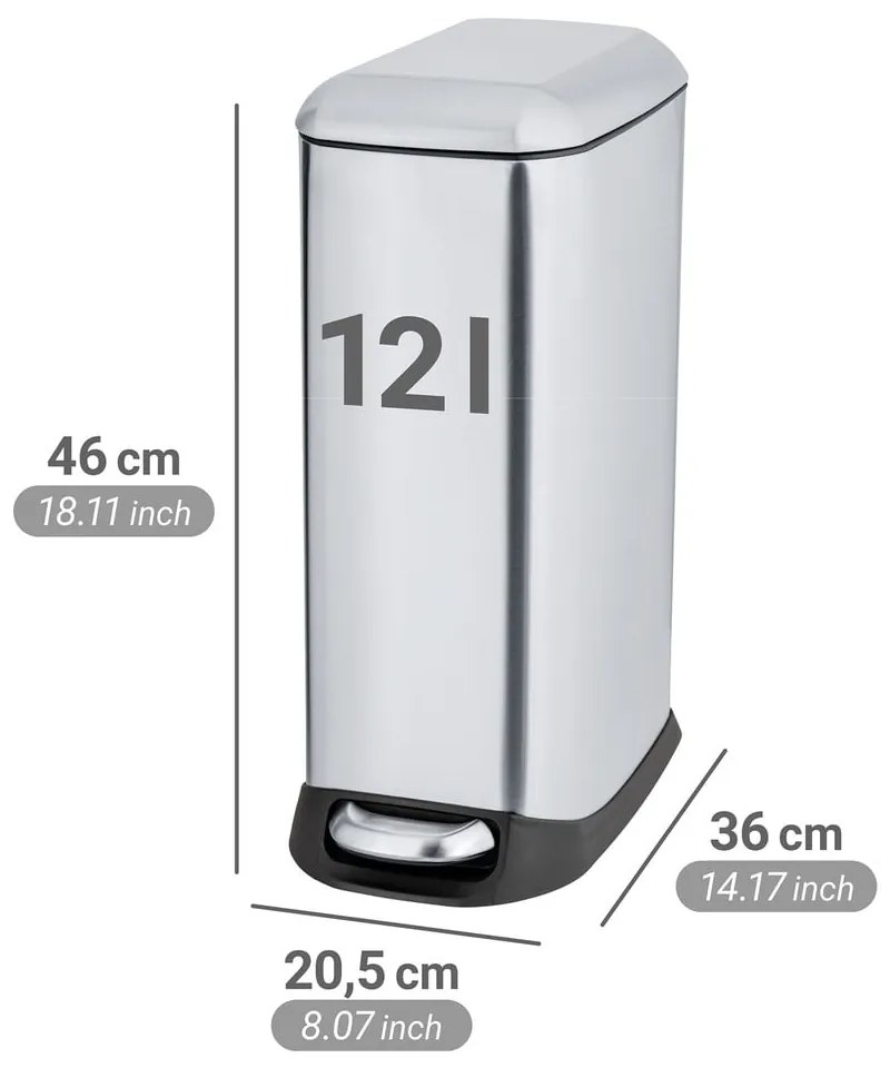 Kosz na śmieci z pedałem ze stali nierdzewnej w kolorze srebra 12 l Design – Wenko