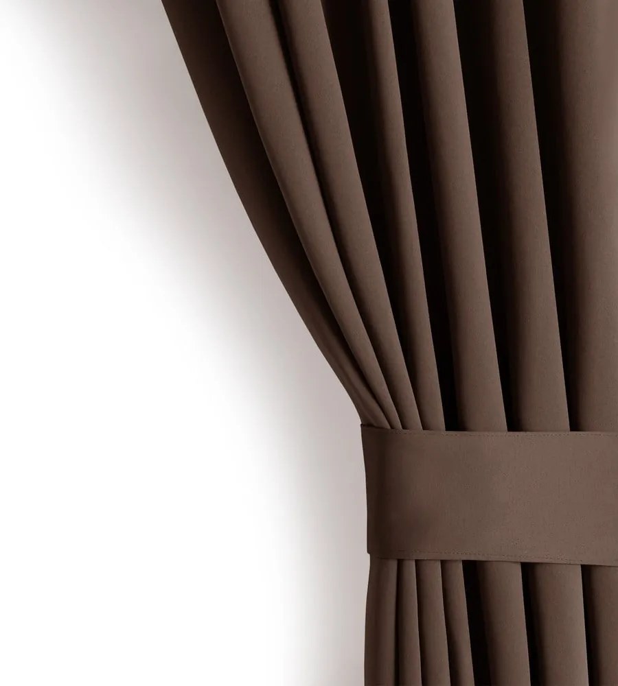 Brązowa zaciemniająca zasłona termiczna 140x245 cm Pleat – Restilo