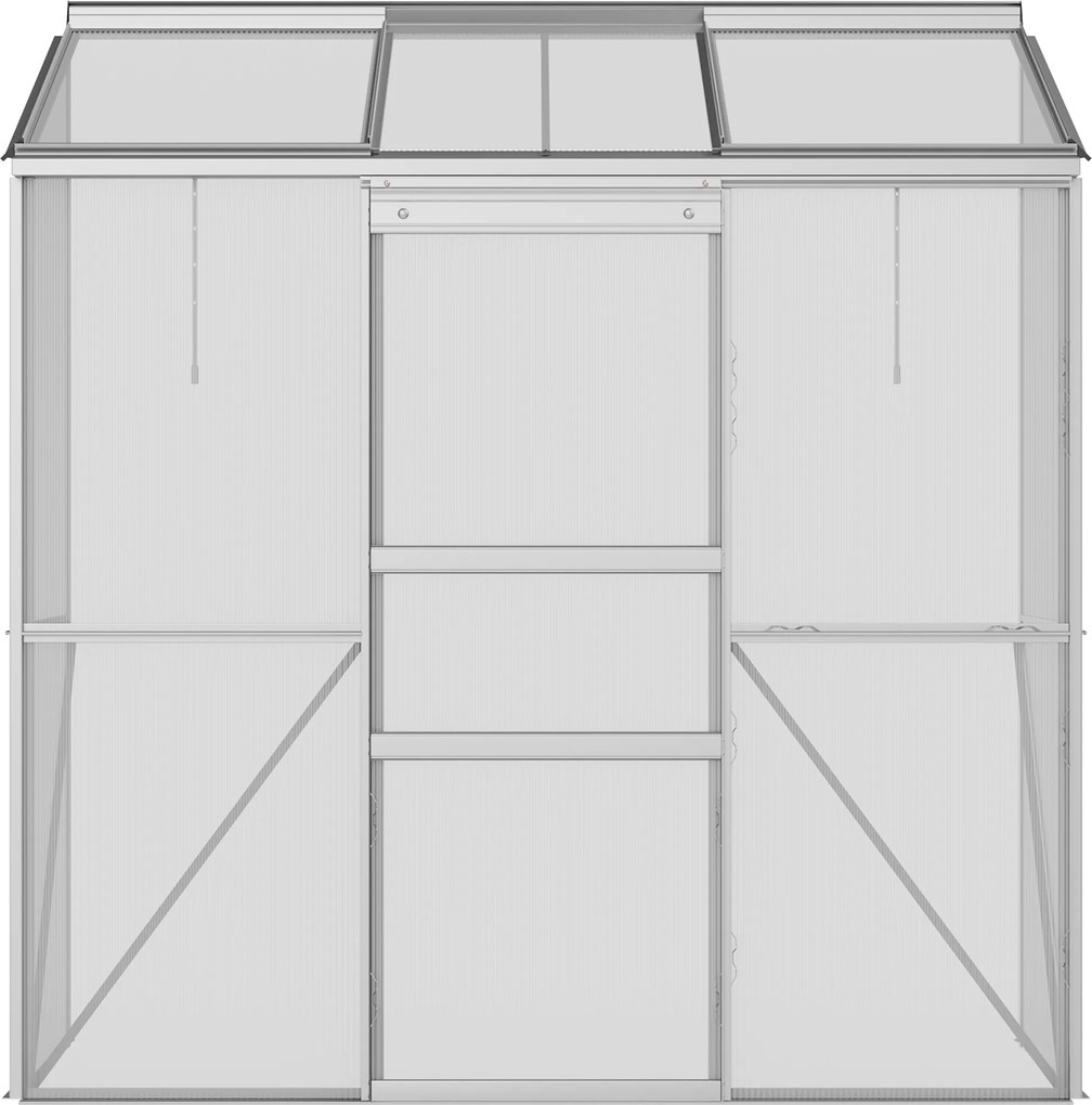 Outsunny Szklarnia przylegająca, Drzwi przesuwne, Otwierane okna dachowe, Poliwęglan+Aluminium, Kolor: Srebrny, 192 x 68 x 196 cm
