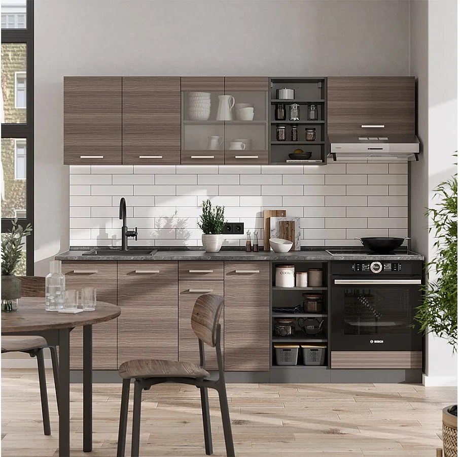 Zabudowa kuchenna szlachetny szary/antracyt 240x60x81.6 r-line