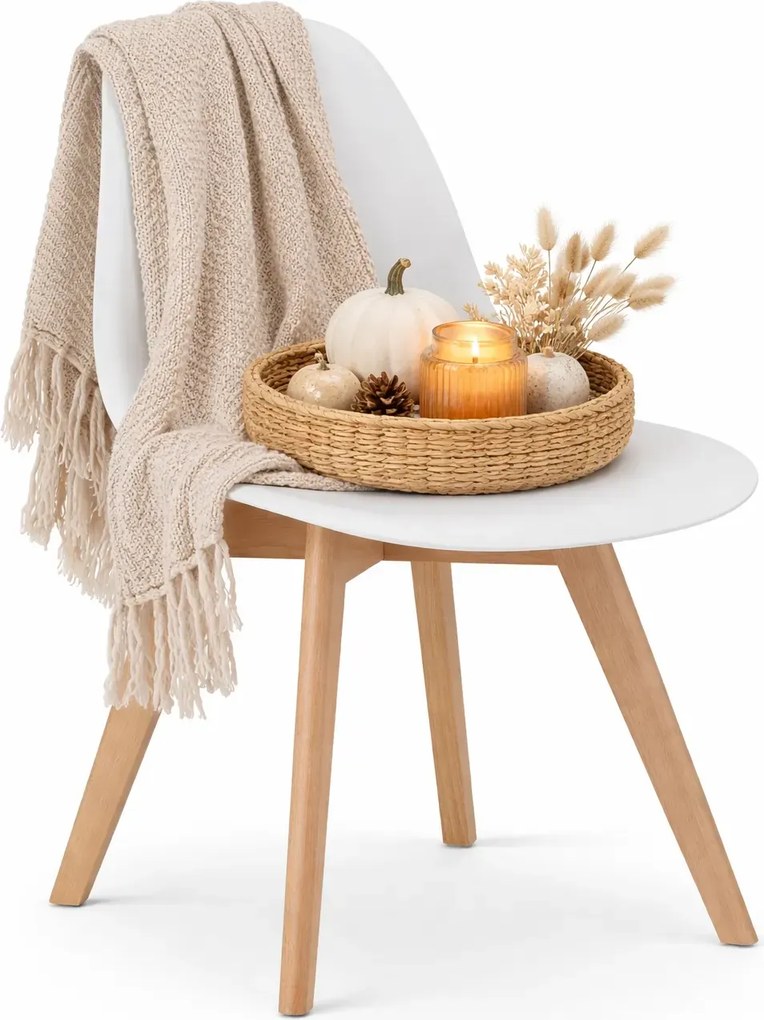 Białe Drewniane Krzesło W Skandynawskim Stylu C6-C56