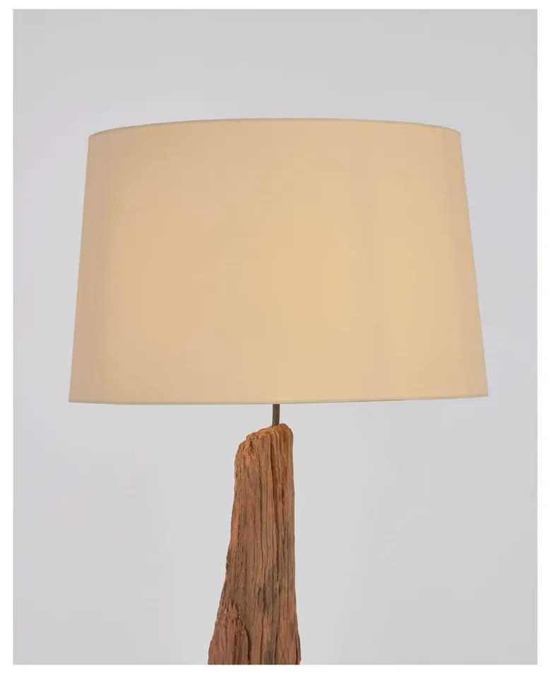 Biało-brązowa lampa stojąca z tekstylnym kloszem (wysokość 175 cm) Powell – Kave Home