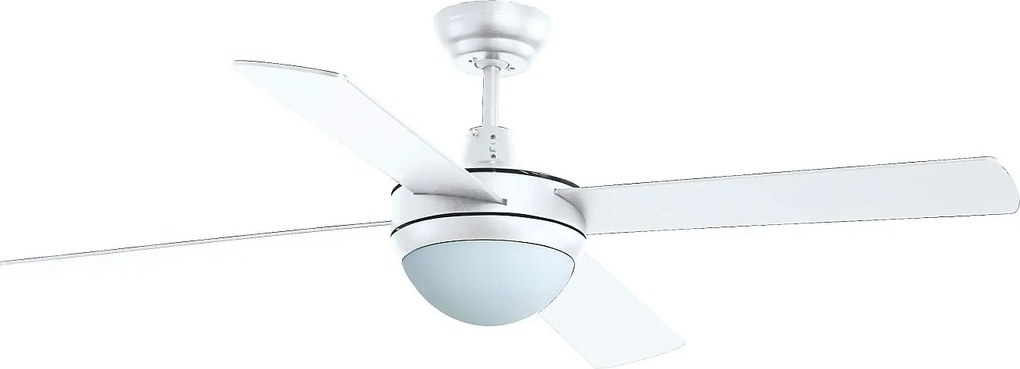 Wentylator sufitowy NICK nowoczesny i uniwersalny styl - stal - bia?y - 4 ?opatki - pilot - E27 Max. 2x 6W - IP20