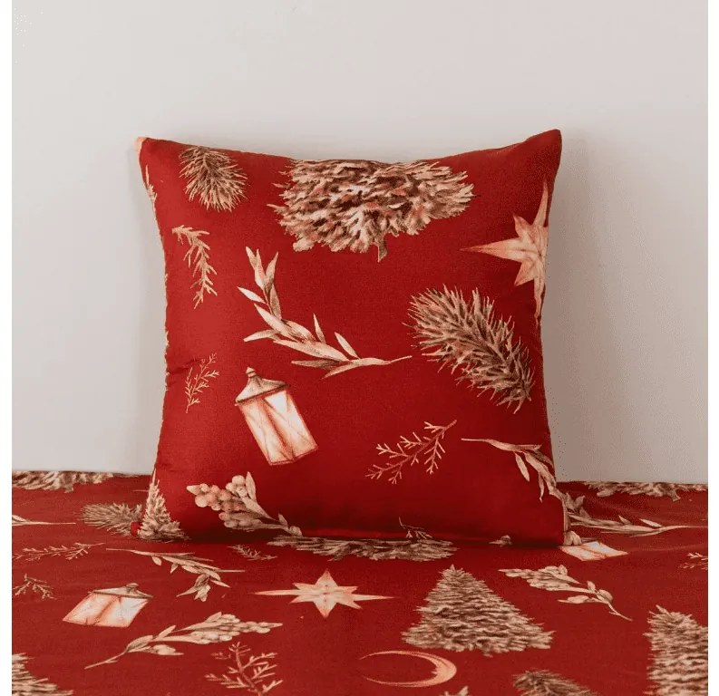 Poszewka na poduszkę z mikrofibry GOLD CHRISTMAS 45x45 cm, czerwona