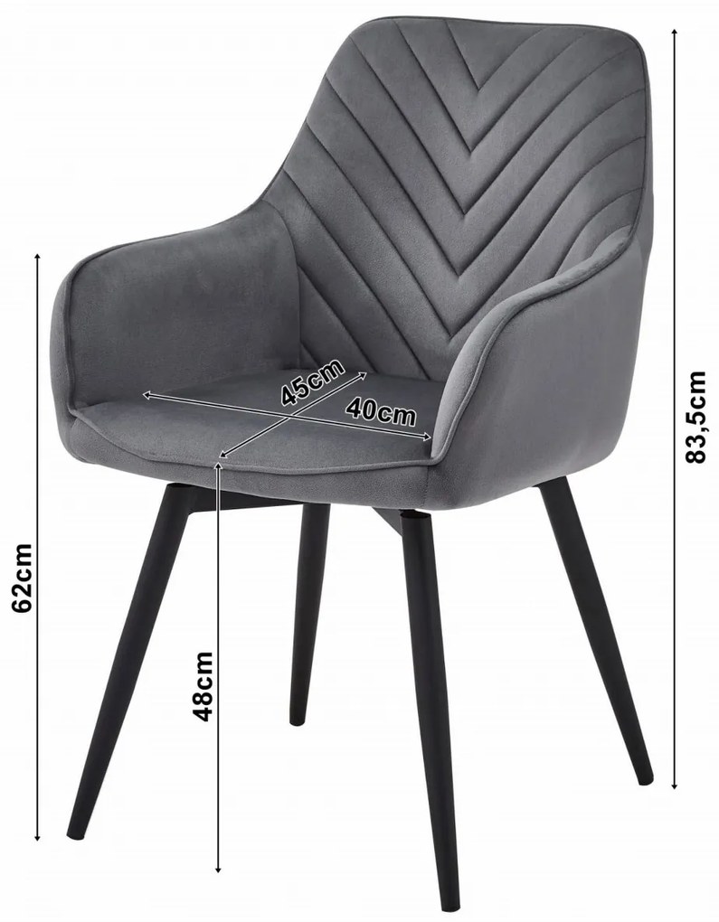 Obrotowy fotel jadalniany NANA360 VELVET, czarny