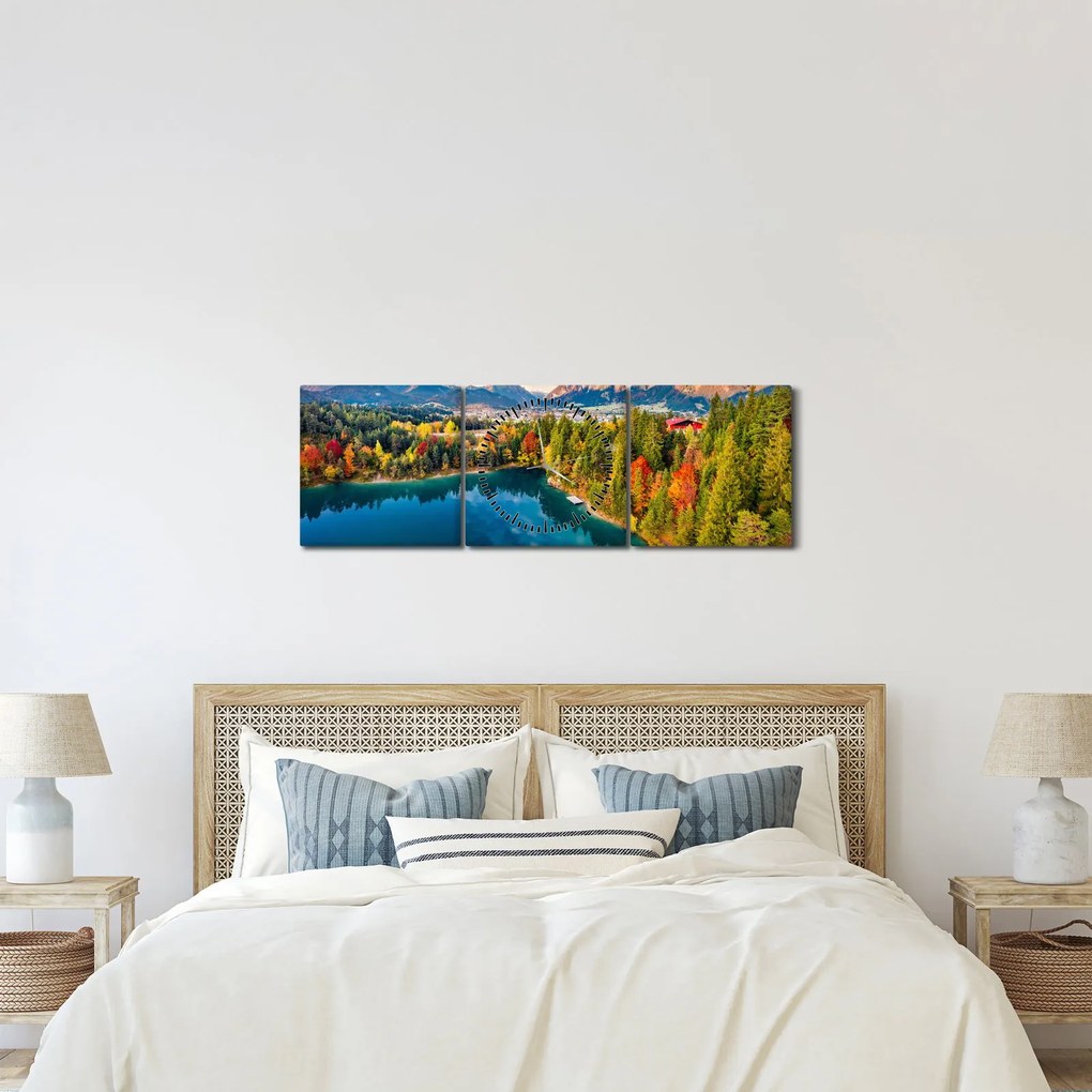 Obraz - Jezioro Urisee, Austria (z zegarem) (90x30 cm)