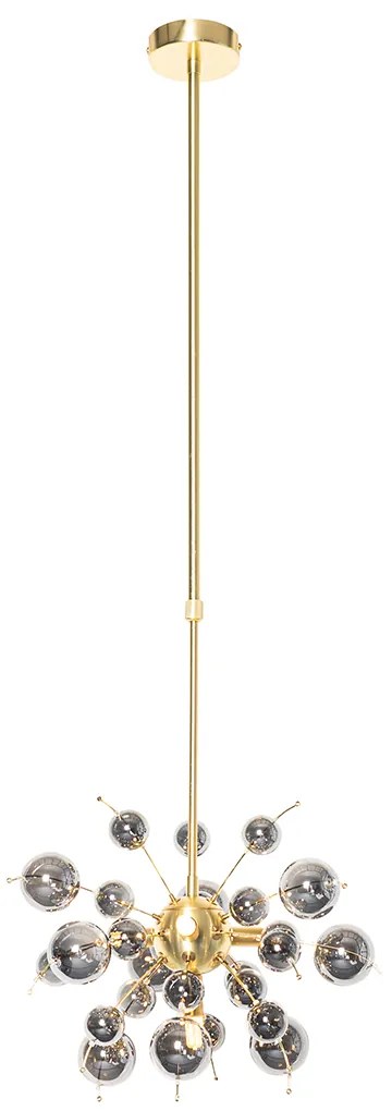 Designerska lampa wisząca mosiądz z dymionym szkłem 4-światła - ExplodeDesignerski Oswietlenie wewnetrzne
