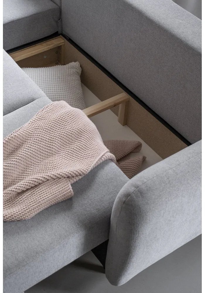 Jasnoszary narożnik rozkładany Miuform Scandic Lagom, lewostronny