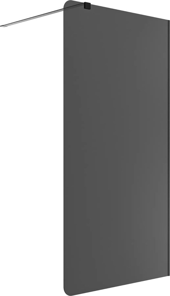 Ścianka prysznicowa WALK IN FIX grafitowa 8 mm MOLIS Grafit Round MASSI I Różne rozmiary : Kolor profili kabiny - złoty, Szerokość ścianki - 120 cm, Typ montażu - WALK in FIX (Do ściany)