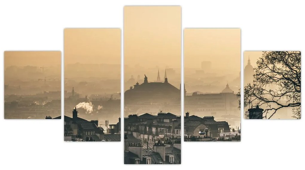 Obraz - Miasto pod mgłą (125x70 cm)