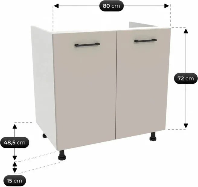 Zestaw Mebli Kuchennych MODERN 170 cm Kaszmir/Biały Nowoczesny