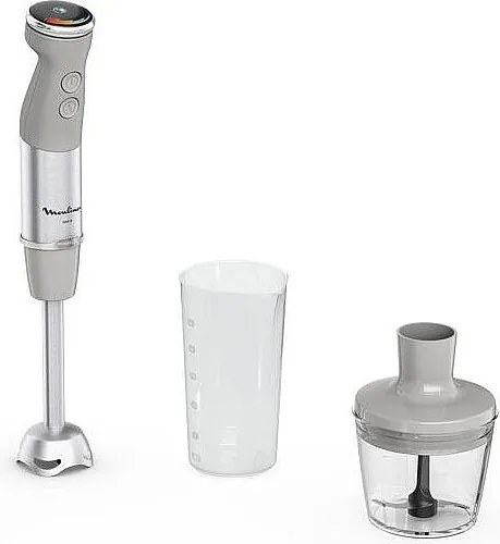 Blender Ręczny Moulinex QuickChef+ 1000W, 20 Prędkości, Rozdrabniacz 500ml i Miarka 800ml, Stopa ze Stali Nierdzewnej Przeciwspryskowa