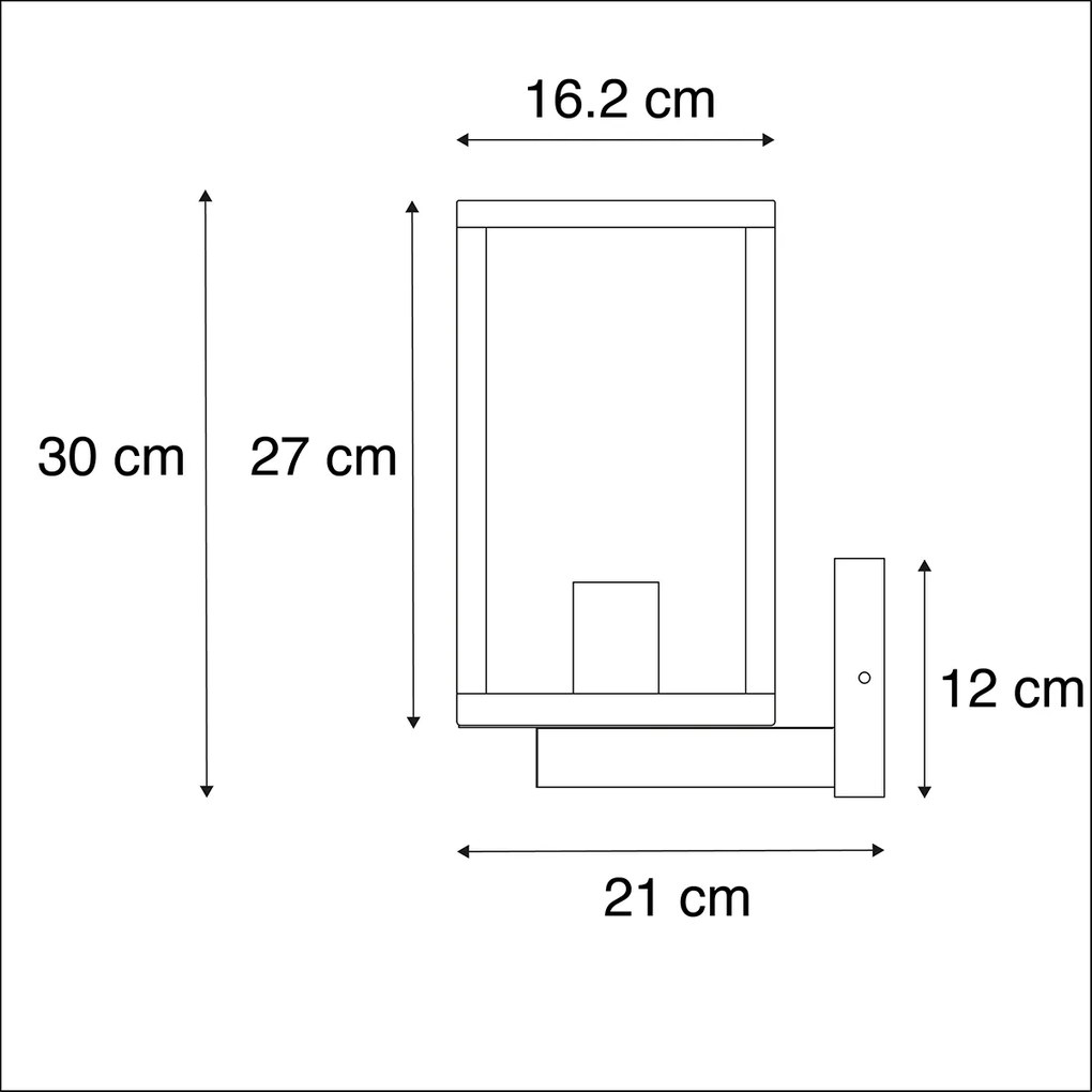 Zewnetrzna Inteligentna lampa ścienna zewnętrzna czarna ze szkłem 30 cm z WiFi ST64 - Rotterdam Nowoczesny Oswietlenie zewnetrzne
