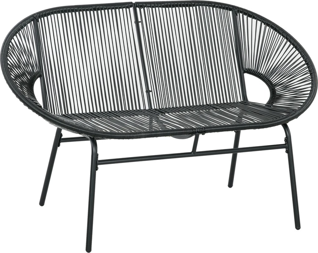 Outsunny Fotel Rattanowy w Stylu Boho, 132 cm x 72 cm x 83 cm, Czarny