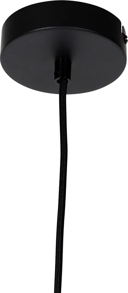 Rustykalna lampa wisząca czarna z beżowym kloszem 50 cm - Combi 1