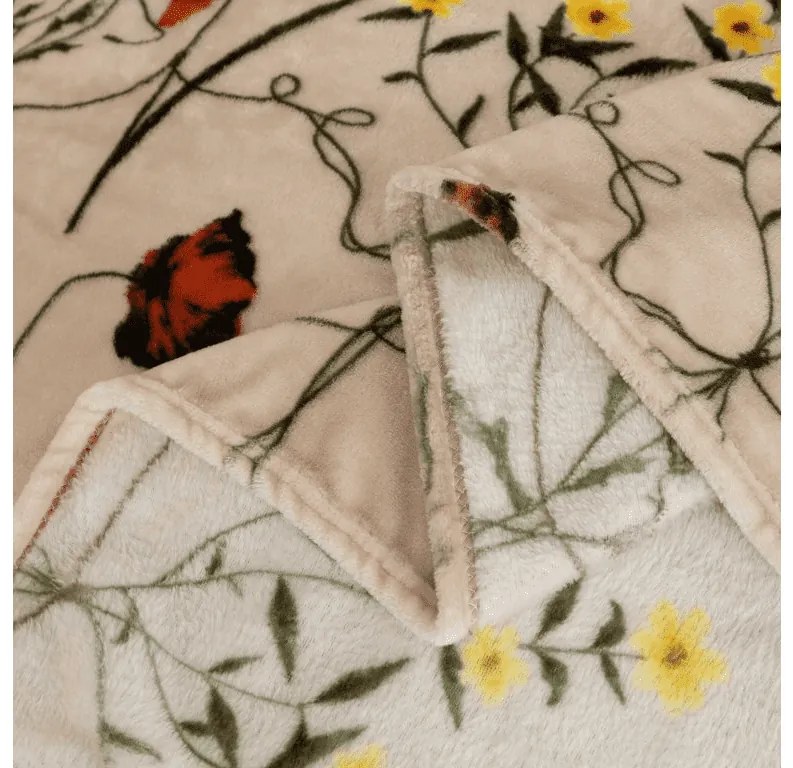 Mikropluszowy koc HERBÁŘ, beżowy Rozmiar: 200 x 220 cm