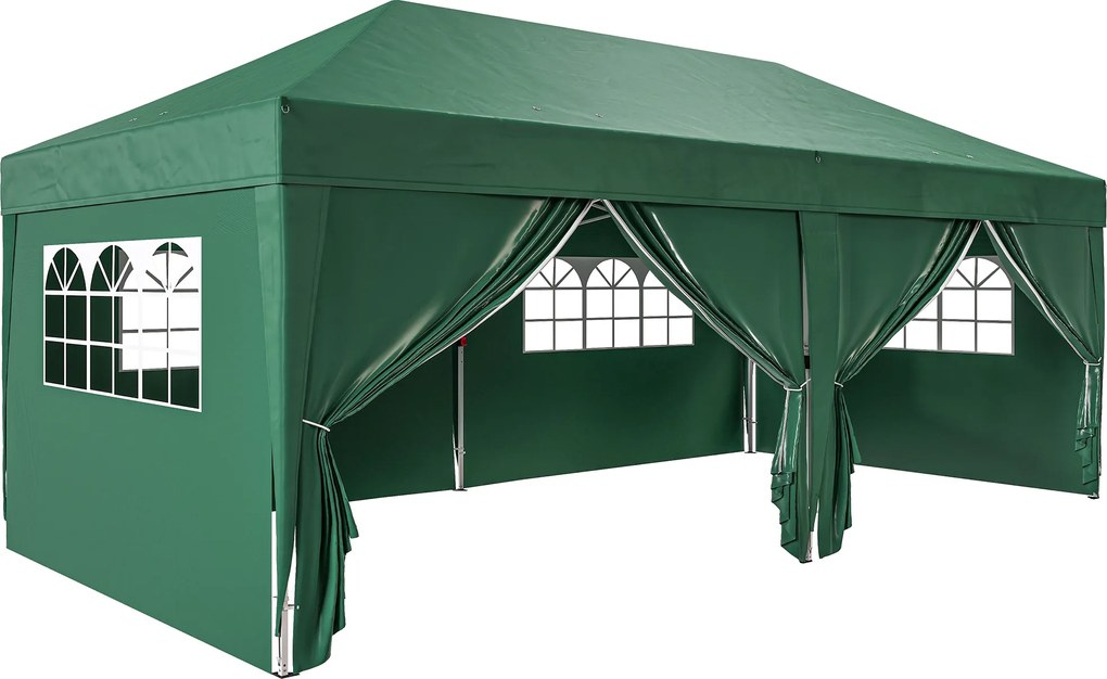 Outsunny Pawilon ok. 6x3m Stabilny Zimoodporny Pop-up Składany Pawilon z Oknem, Drzwiami na Zamek, Ściankami Bocznymi, Ochroną UV | Aosom PL