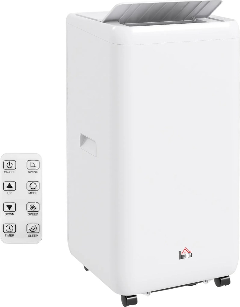 HOMCOM Przenośny klimatyzator 1250 W z 5 trybami i timerem 24h, 35,5x35x70 cm, biały | Aosom PL