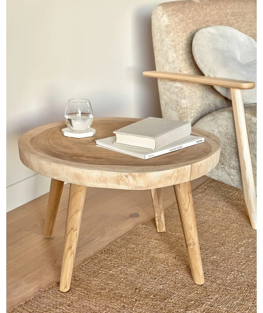 Okrągły stolik z litego drewna munggur ø 65 cm Wellcres – Kave Home