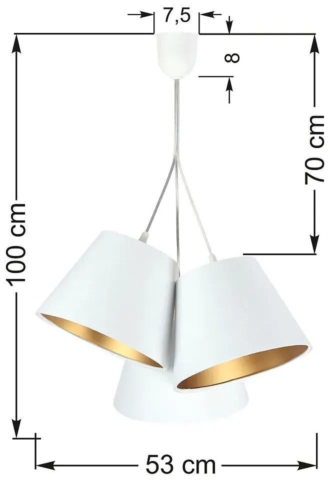Biało złota lampa wisząca welurowa D8-D62