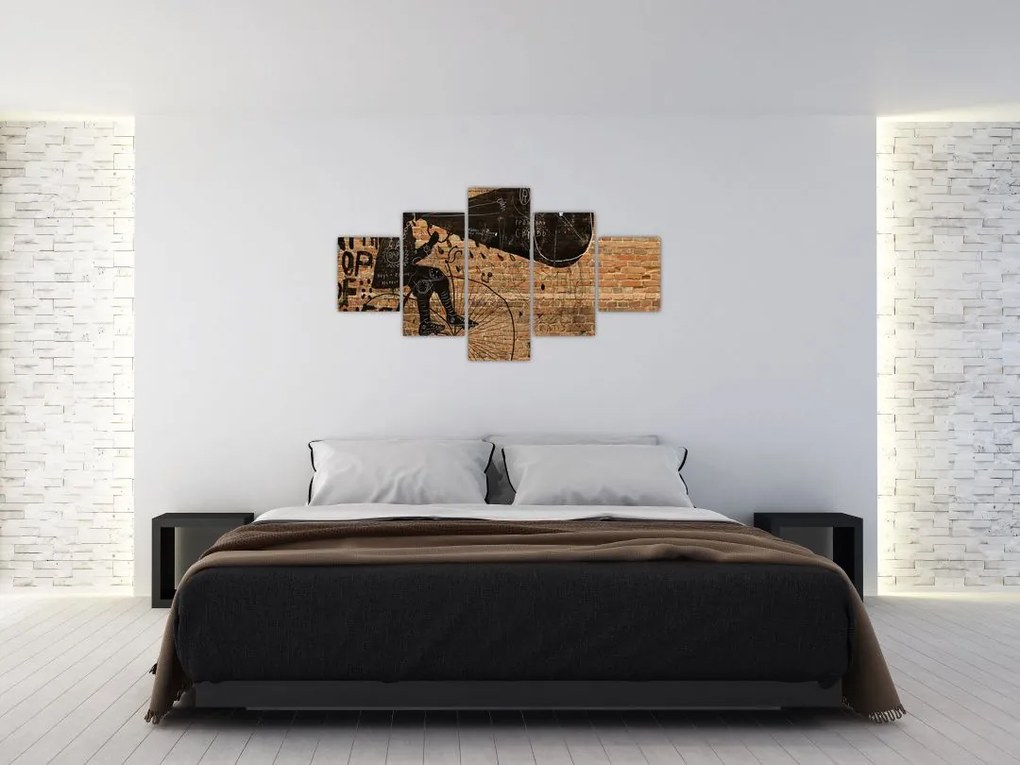 Obraz - Mężczyzna na rowerze w stylu Banksy (125x70 cm)