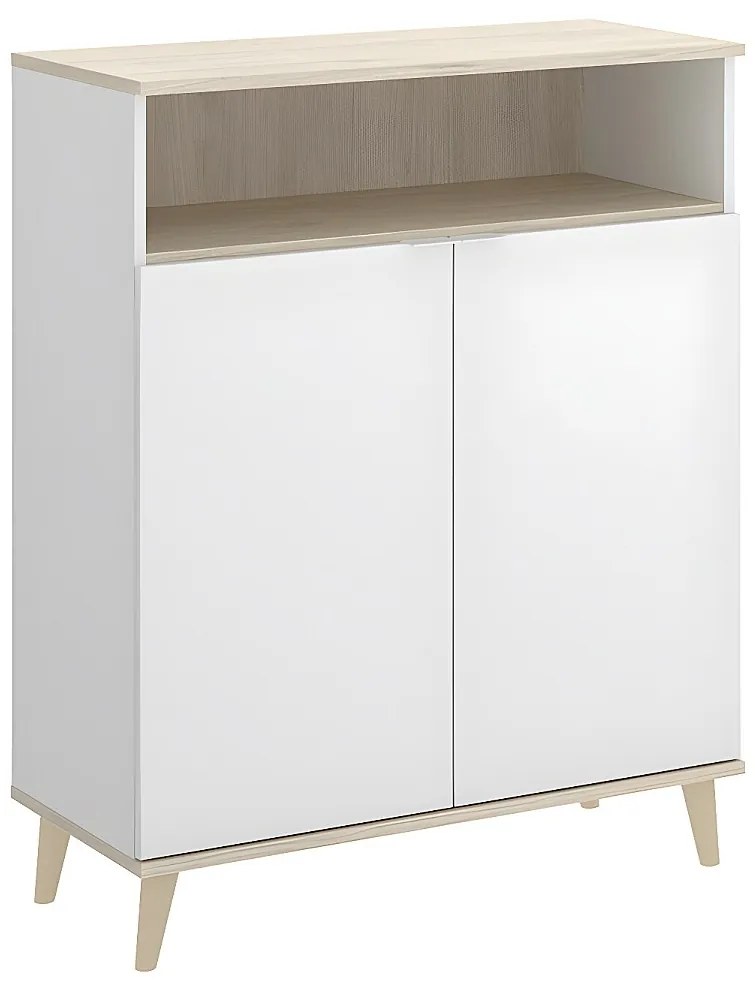 Bufet kuchenny WAJDI – 2-drzwiowy z 1 wnęką – kolor biały i dębowy