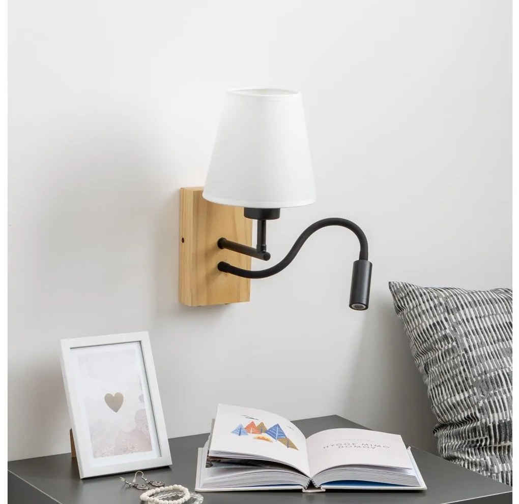 Brilagi - LED Kinkiet NUBILA WOOD 1xE27/25W/230V + LED/3W dąb/biały