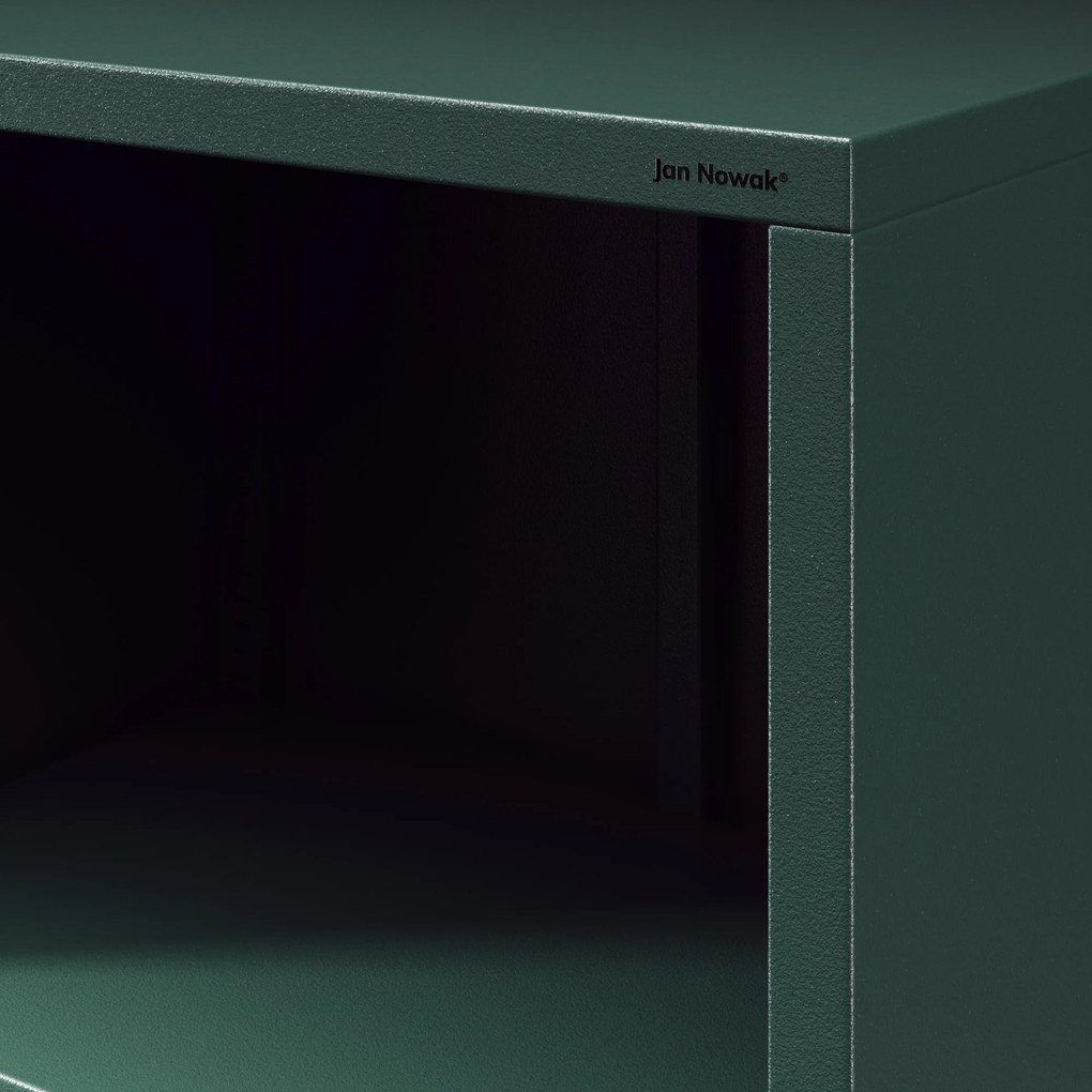 Regał płytki otwarty na książki na nóżkach butelkowa zieleń, 500x1800x350 mm: MARIO Modern