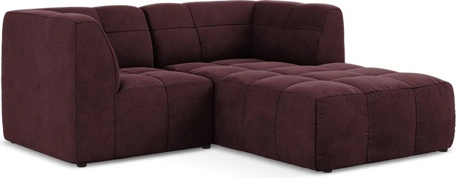 Bordowy aksamitny narożnik (prawostronny/z szezlongiem) Aloha – Makamii