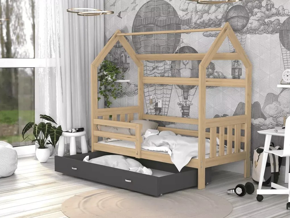 Łóżko dziecięce domek Lante z szufladą 80x160 80x190 stelaż Flex MDF łóżko dla dziecka