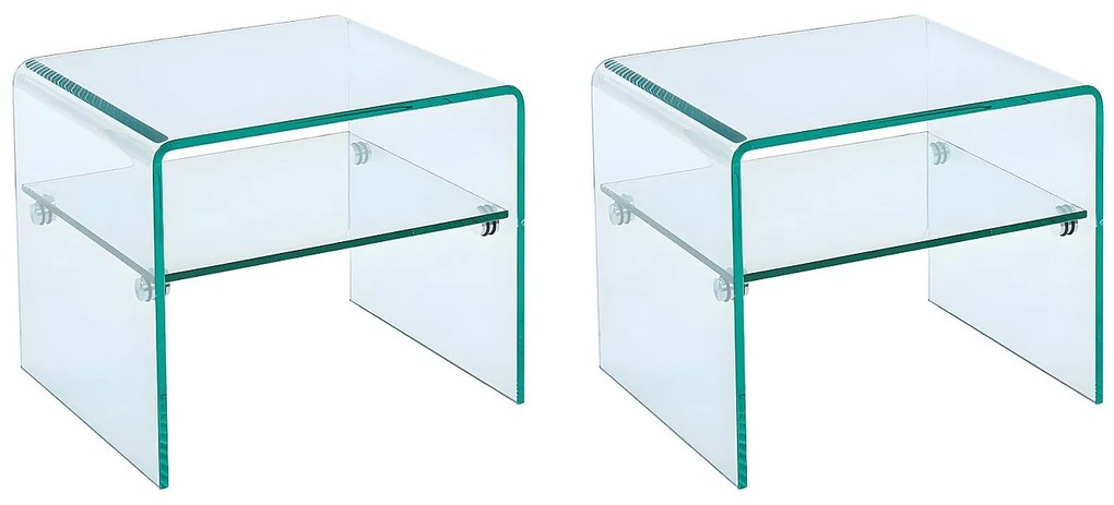 Zestaw 2 szafek nocnych - 1 półka - Szkło hartowane - STILEOS