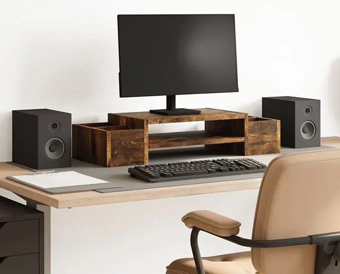 Podstawka pod monitor z przegródkami wędzony dąb M0-W12