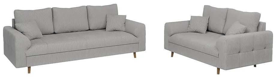 Jasnoszara sztruksowa sofa 210 cm Ariella – Ropez