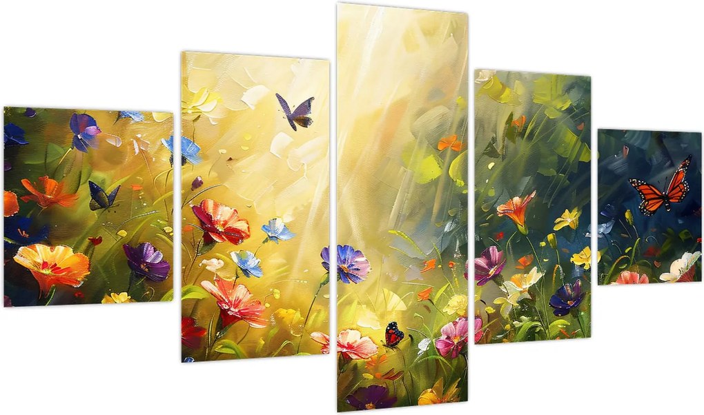 Obraz - Wiosenna łąka kwiatowa, malarstwo (125x70 cm)