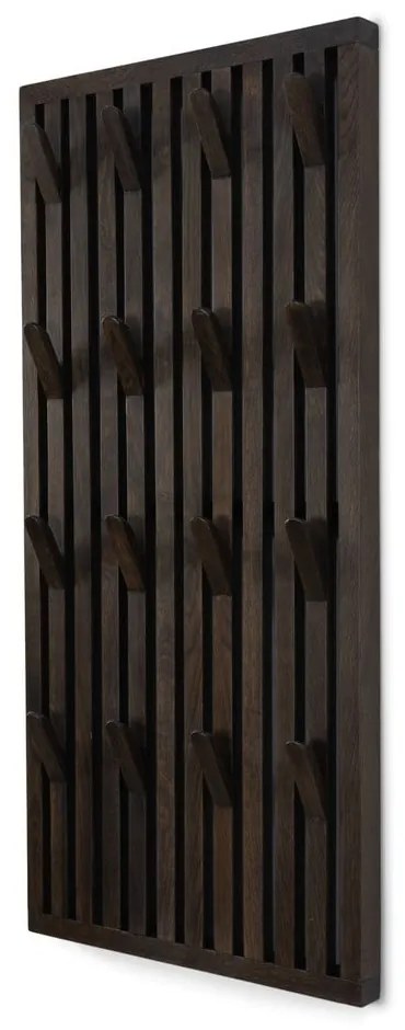Ciemnobrązowy panel z wieszakami do przedpokoju z litego drewna dębowego 46x100x8 cm Parco – Spinder Design