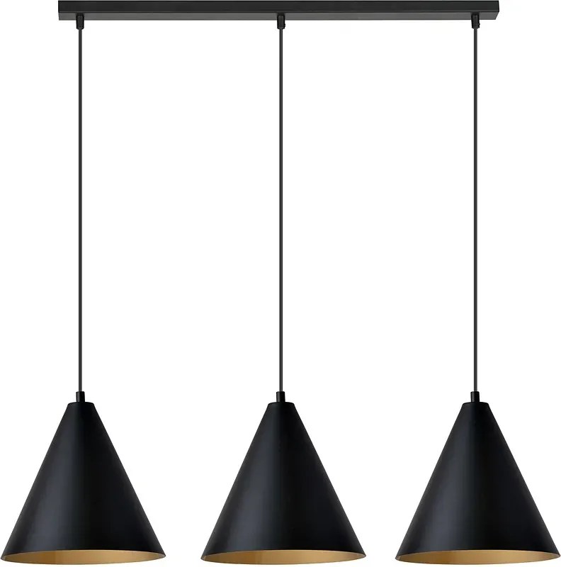 Potrójna czarno-złota lampa wisząca nad stół - D122 T6-G30