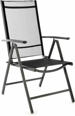 Regulowane krzesło ogrodowe + stołek na nogi - czarny